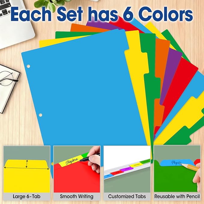 204 Pcs Colored Binder Dividers - Image 4