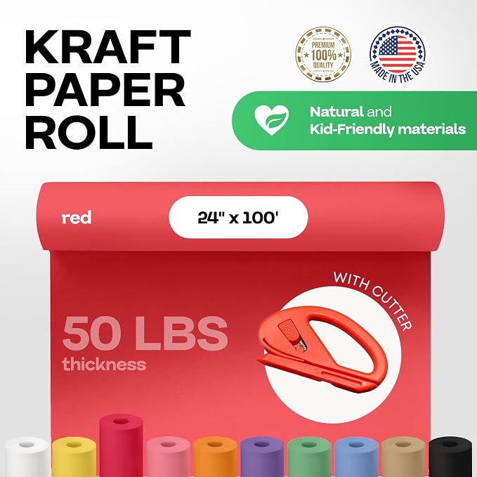 Christmas Red Kraft Paper Roll 24" x 1200" - Image 2