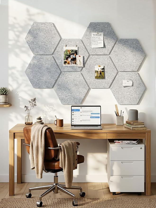 8 Pack Hexagon Felt Bulletin Board Tiles - Image 9