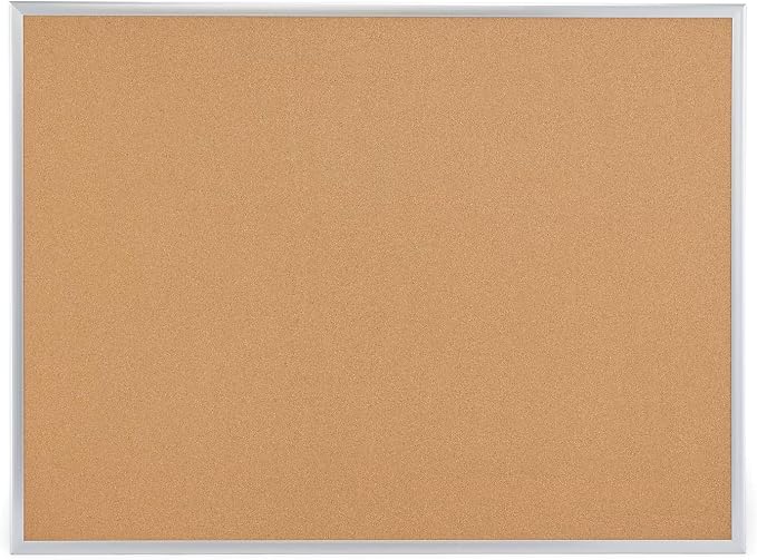 Staples Cork Bulletin Board, Aluminum Frame, Wall Mounted by Staples