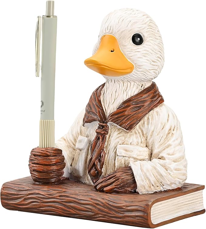 Duck Pen Insertion Pen Stand Resin Paperweight Cool Pencil Holder, Animal Series Desk Accessories Decor for Home Office School for Duck Lovers-DeskLoop Office