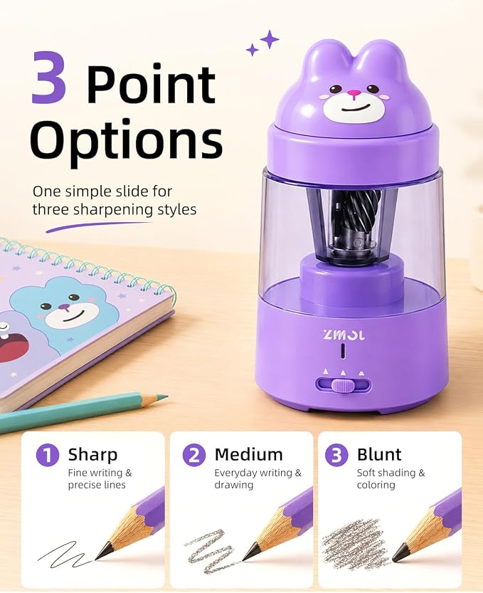 ZMOL Colored Pencil Sharpener for Kids Gift, Rechargeable Electric Pencil - Image 3