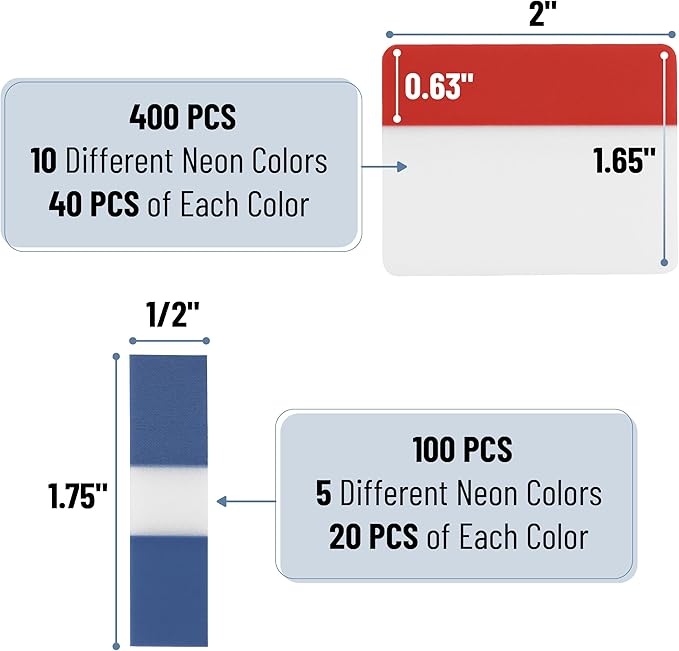 Mr. Pen- Sticky Index Tabs, 500 Pcs, 21 Sets, Colorful Sticky Tabs for Notebooks, Page Markers, Page Tabs for Binders, Page Tabs Sticky Tabs for Books, Notebook Tabs, Book Sticky Tabs for Notebooks-DeskLoop Office