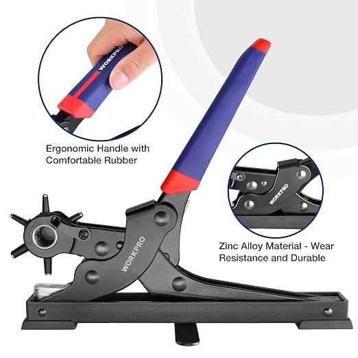 WORKPRO Leather Hole Punch Set, Desktop Rotary Belt Hole Puncher | Heavy Duty - Image 7