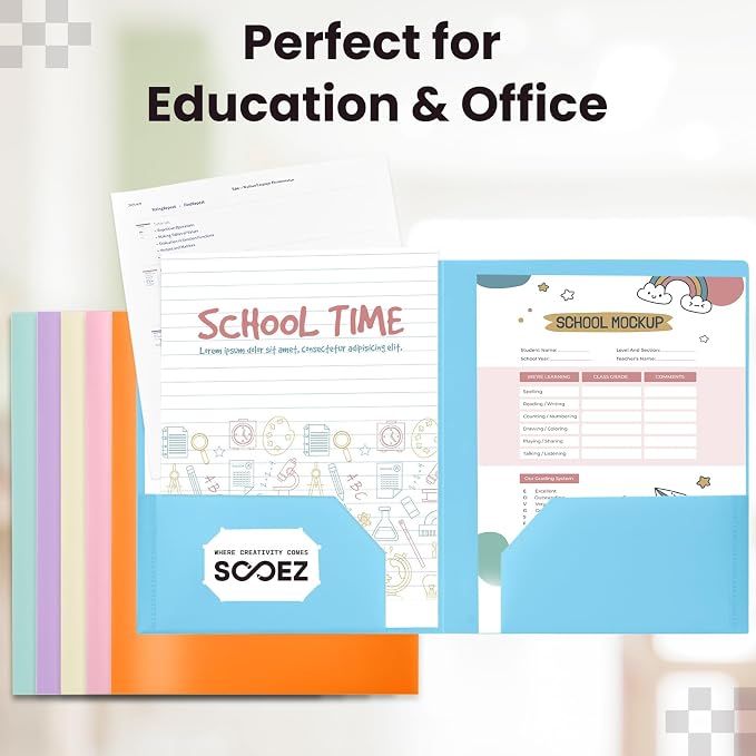Sooez 6Pack Folders with Pockets, Pocket Folders with Extra Labels, Plastic - Image 6