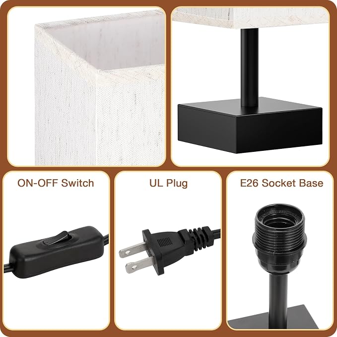 aooshine Beige Bedroom Table Lamp Set - Image 3