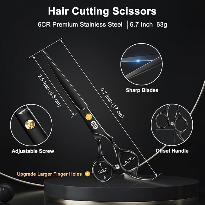 CIICII Hair Cutting Scissors Shears Kit, Professional Barber Haircut Scissors - Image 2