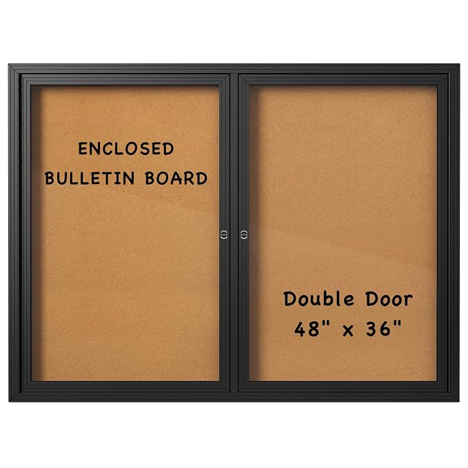 INNOVART Enclosed Bulletin Board 48”x36”, Lockable Cork Noticeboard by INNOVART