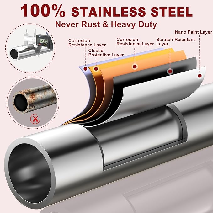 100% Stainless Steel Heavy Duty Clothes Rack Load 860LBS, Rolling Double Rods Clothing Racks for Hanging Clothes, Adjustbale Garment Rack With Sturdy Wheels Shelf, Portable Closet Rack Free Standing-DeskLoop Office