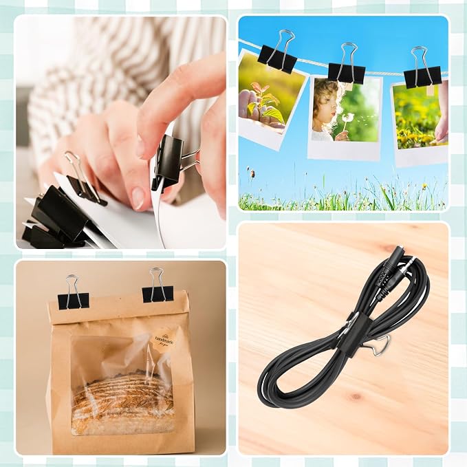110PCS Black Binder Clips Assorted Sizes, 4 Sizes Large Medium Small Mini Paper - Image 3