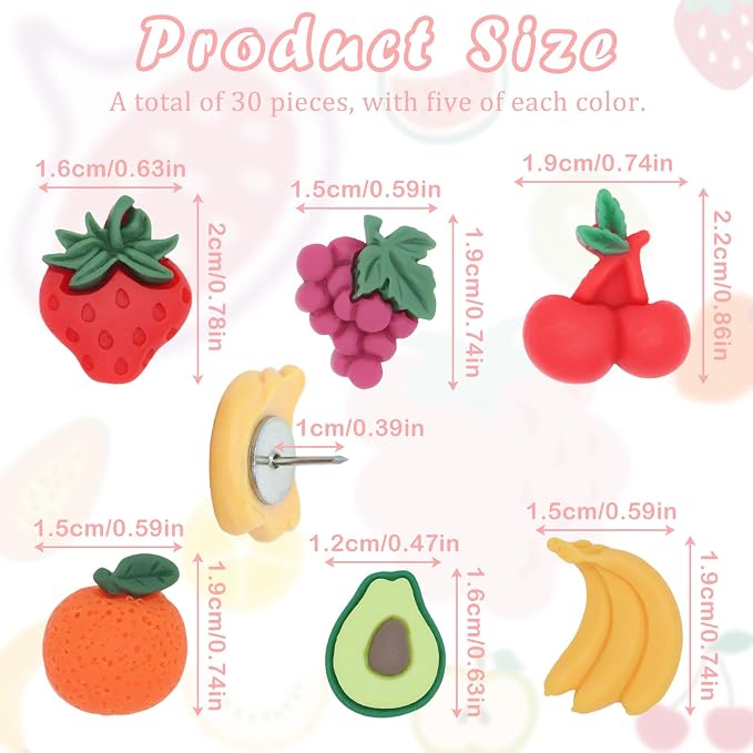 Fruit Theme Decorative Push Pins - Image 2