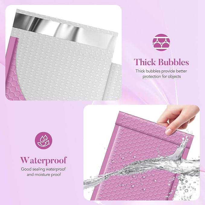 Fuxury Bubble Mailers 6x10" Pinkish Purple Padded Envelopes 600 Pack Usable - Image 3