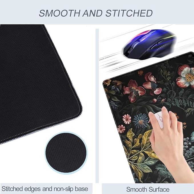 Floral Desk Mat Dark Academia Vintage Aesthetic Desk Pad Flower Plant Large - Image 4