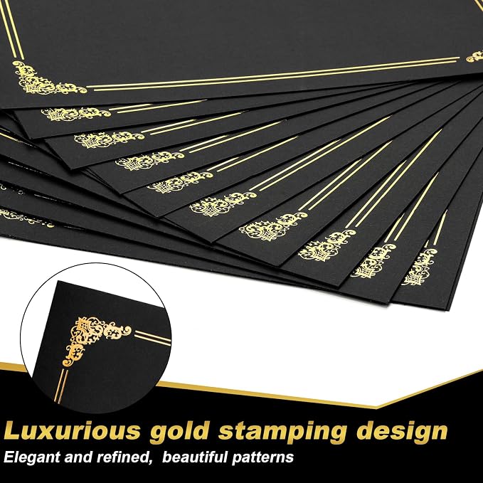 Fainne 120 Pack Certificate Holders Bulk, Diploma Covers Gold Foil Border - Image 3