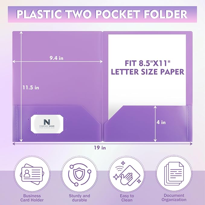 pmybupo 25Pack Purple Plastic Folders - Image 2
