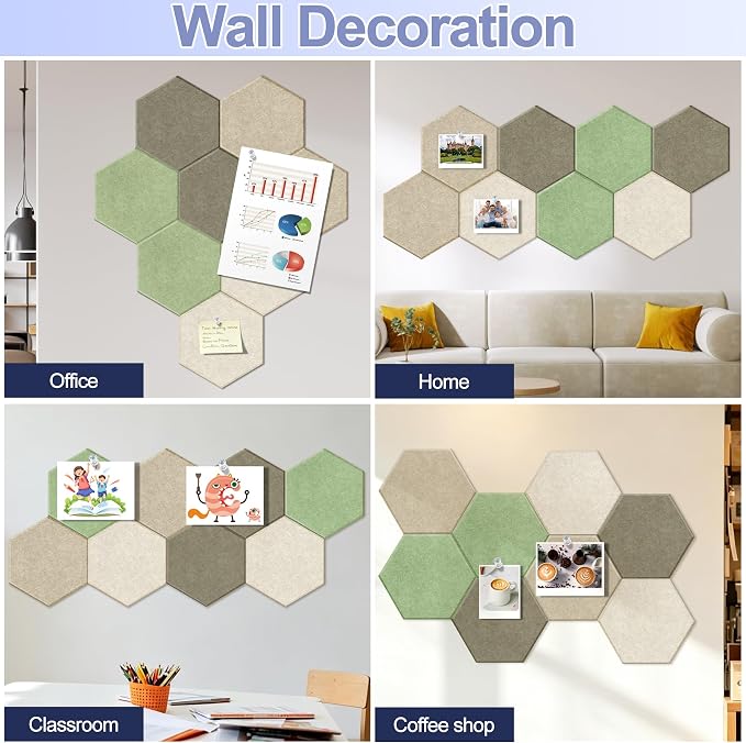 8PCS Hexagon Cork Board Tiles, Self-Adhesive Felt Bulletin - Image 6