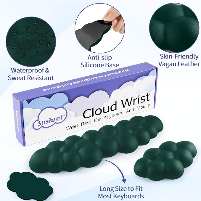 Sushret Cloud Wrist Rest Keyboard, Cloud Keyboard Wrist Pad Set - Image 5