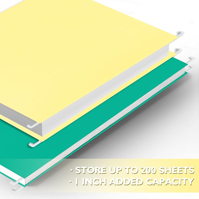 25 Packs Hanging File Folders, Lemon Yellow Hanging File Folders Letter Size - Image 4