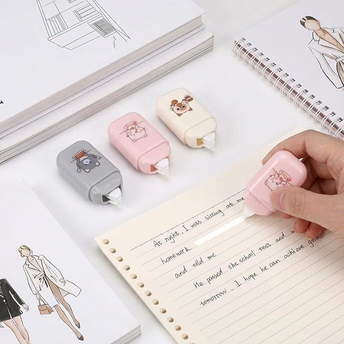 Mabor 3 PCS White Correction Tape Set, Cute Kawaii White Correction Cat Tape - Image 7