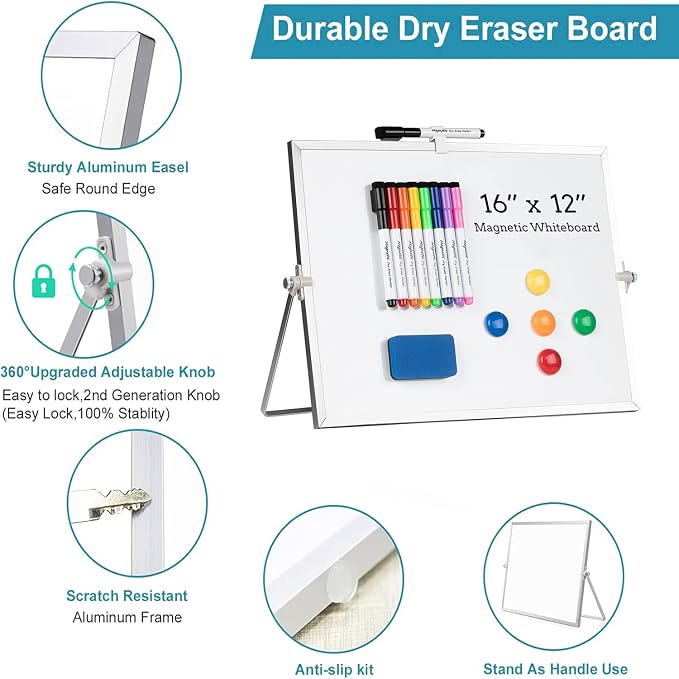 Dry Erase White Board, Cazeyoo Magnetic Desktop Whiteboard 16 x 12inch - Image 4