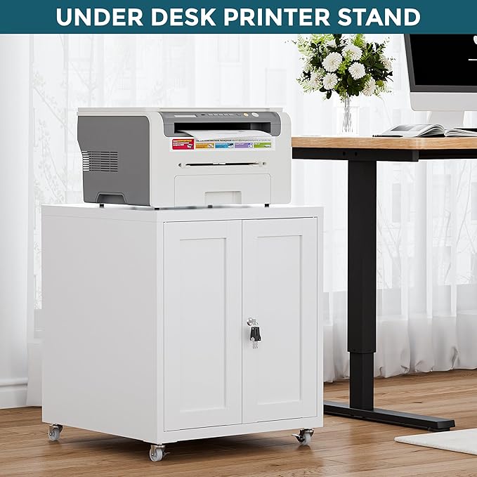 Large Printer Stand with Storage and Lock, 3D Heavy-Duty Printer Cabinet - Image 4