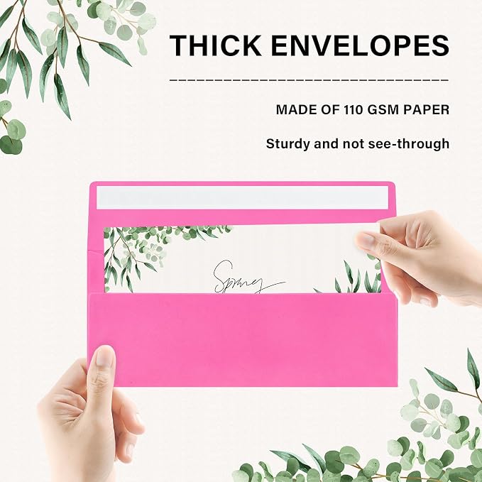 200 Pack #10 Business Envelopes, Self Seal Standard Hot Pink Envelopes - Image 3