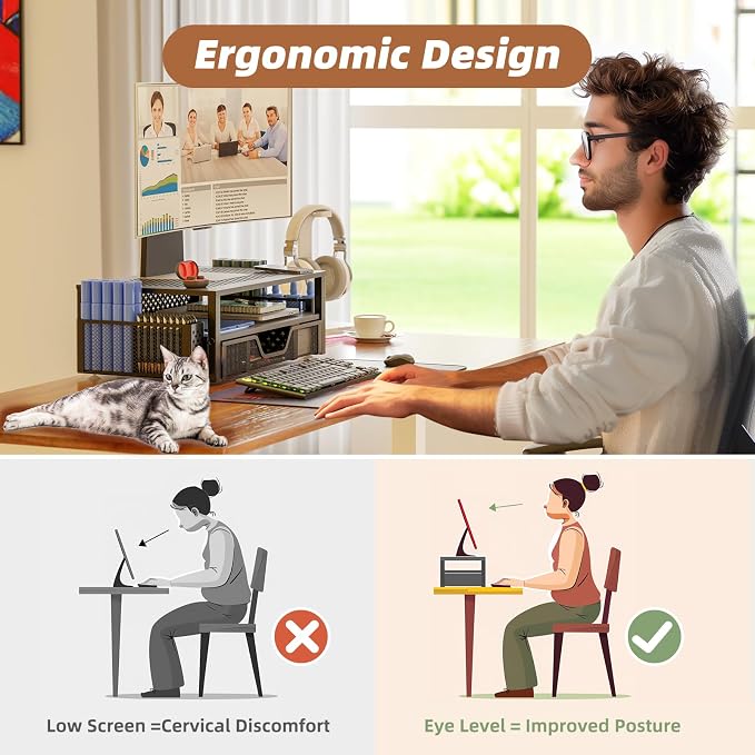 Simple Trending Desk Organizer and Accessories, 2 Tier Computer Metal Monitor - Image 8