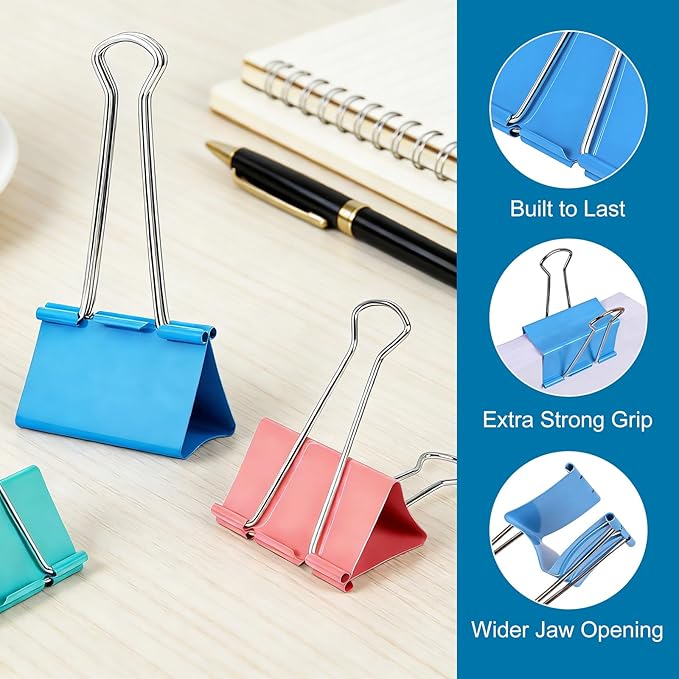 Ufmarine Jumbo Binder Clips 3 inch, Extra Large Binder Clips Giant - Image 2