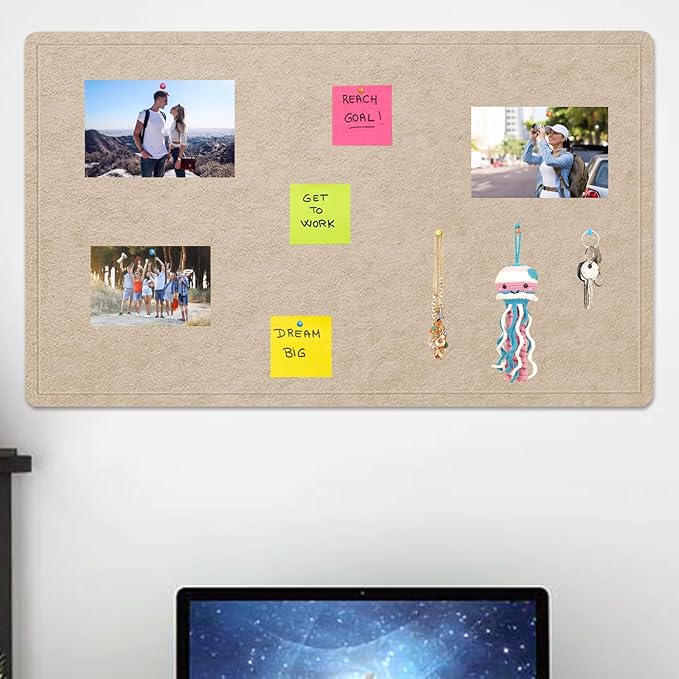 Extra Large Bulletin Board, 96 X 48 inches Cork Board with 30 Pushpin, 8' x 4' Felt Cork Board Notice Pin Board, Self-Adhesive Vision Board Mood Board Foldable Photo Board for Wall - Beige Brown-DeskLoop Office