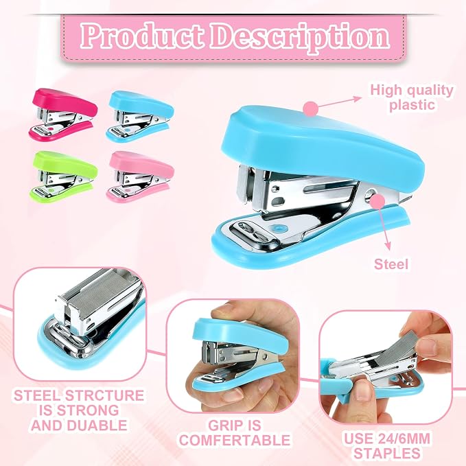 12 Pcs Mini Stapler with 12 Boxes Staple, Includes Built in Staple Remover - Image 3
