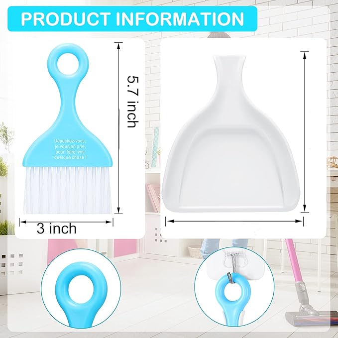 Chengu 3 Pack Mini Dustpan and Brush Set Colorful Small Broom and Dustpan Set - Image 2