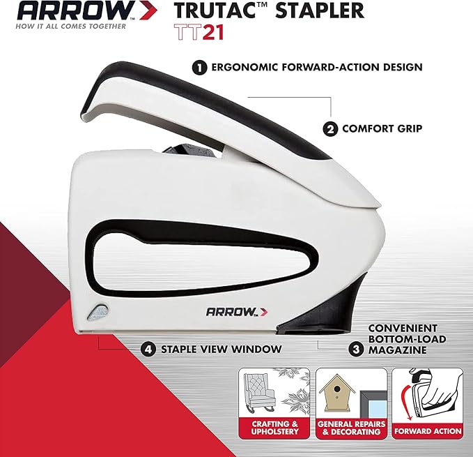 Arrow TT21 TruTac Forward Action Staple Gun, Manual Push Stapler - Image 2