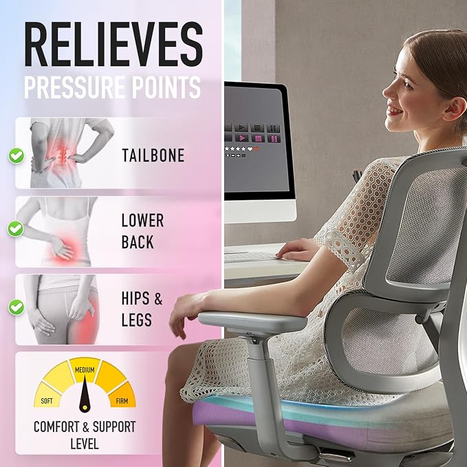 SUNROX Cooling Gel Memory Foam Chair Cushions, 2.6" Thick U-Shaped Dual-Layer - Image 5