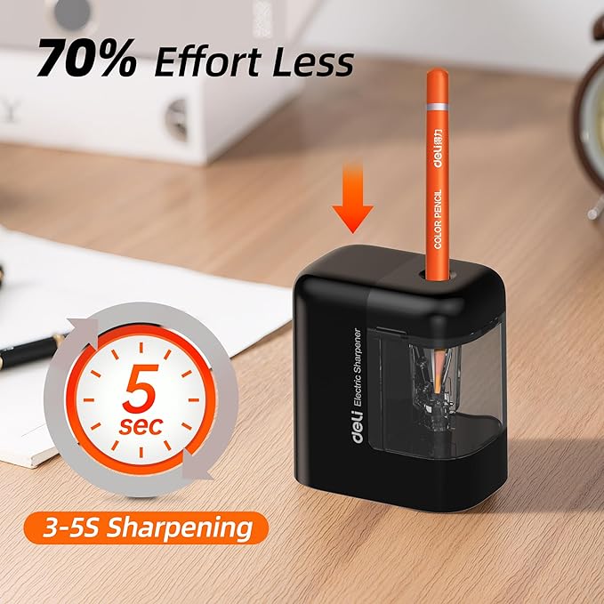 deli Electric Pencil Sharpener, Portable Pencil Sharpener - Image 2