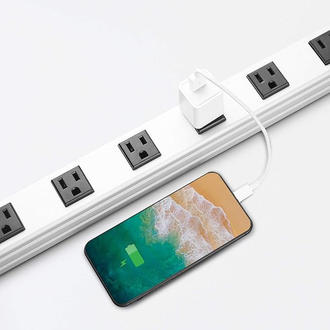 16 Outlet Plugs Heavy Duty Metal Power Strip, Aluminum Workshop Socket with 10 FT Long Cord and Power Switch. 15A, 125V, 1875W Silver-DeskLoop Office