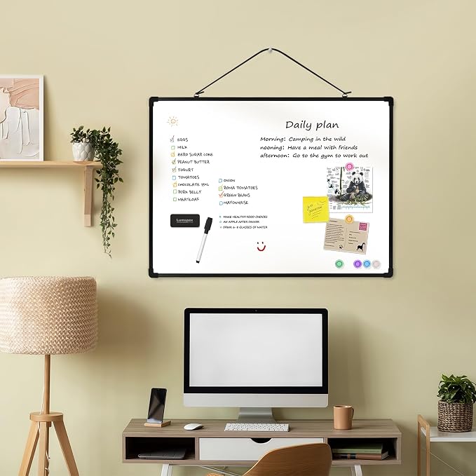 Dry Erase Board for Wall, 6 Magnets and 3 Mini Sticky Notes, Presentation Board - Image 2
