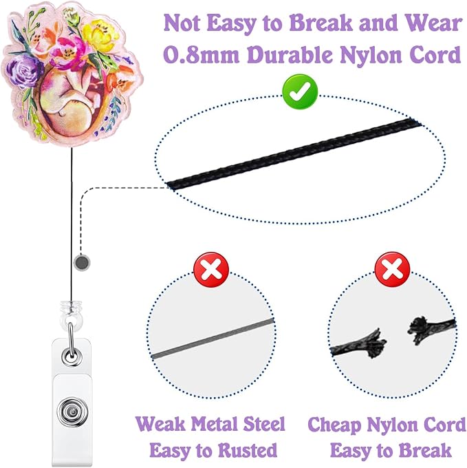 Floral Fetus L&D Badge Reel Retractable - Image 4