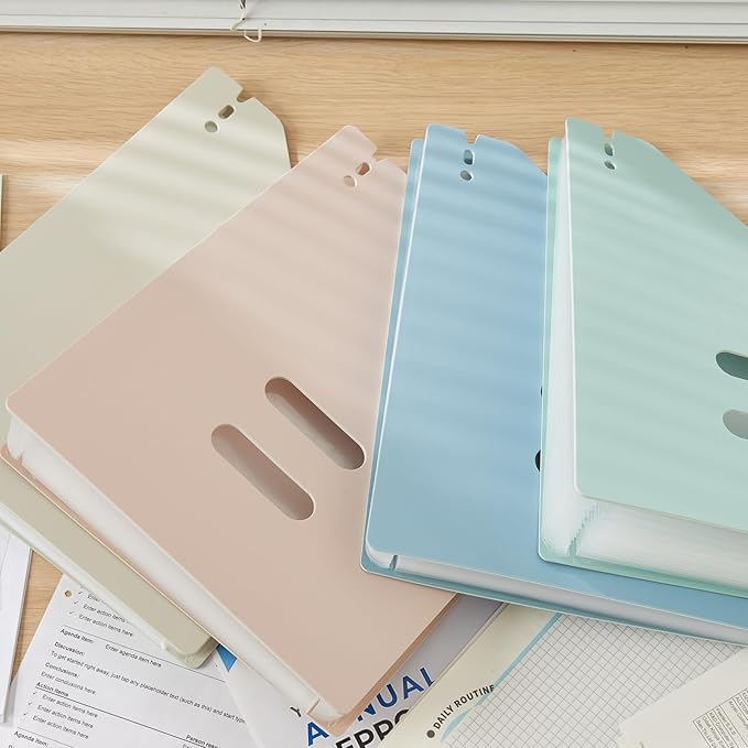 2-Piece Vertical Accordion Folder Manager, 13 Grid Expansion Pages, Vertically Opened Storage Bag for organizing Materials, School, Home, and Office letterhead, Pink-DeskLoop Office