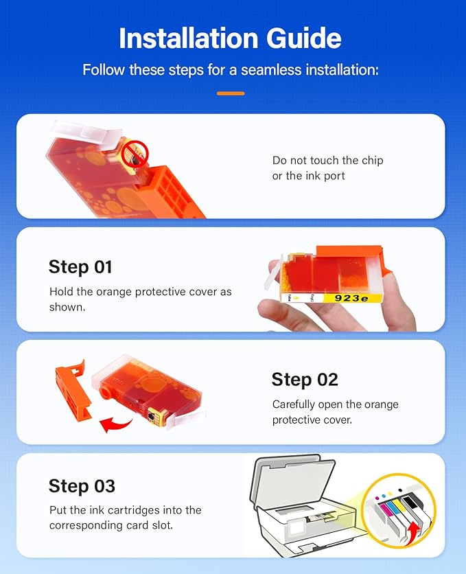 923 923e with chip Ink Cartridges 4-Pack High Yield Replacement for HP 923 923e 923XL Ink Compatible for HP OfficeJet Pro 8135e 8138e 8139e 8122e 8120 8123 8130 8133 Printers Black Cyan Magenta Yellow-DeskLoop Office