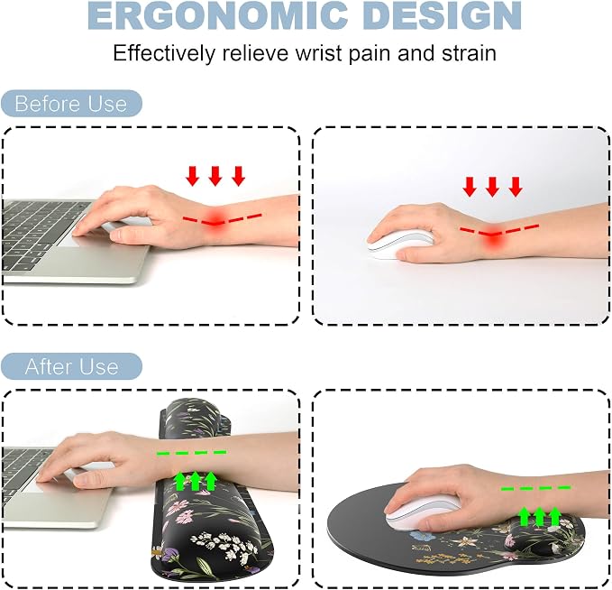 Ergonomic Mouse Pad with Wrist Rest and Keyboard Wrist Rest, Memory Foam Wrist - Image 2