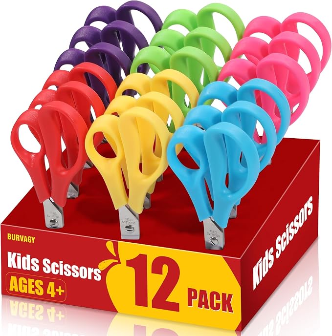 BURVAGY 12Pack 5.5" Safety Small School Kids Student Round Blunt Tip Craft by BURVAGY