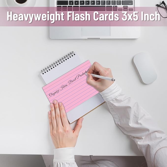 250 Count Index Cards 3x5 Inch Colored Ruled Lined Heavyweight Flash Cards - Image 3