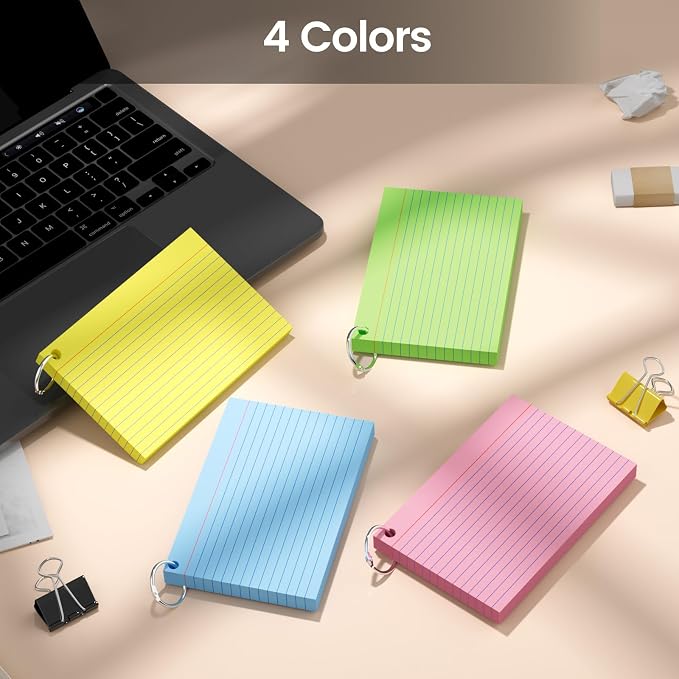 160-Pack Colored Index Cards 4x6 Inch w/Key Ring – 180gsm Heavyweight - Image 7