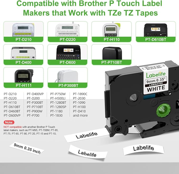 Labelife 9mm Label Tape TZe-221 Replace - Image 2