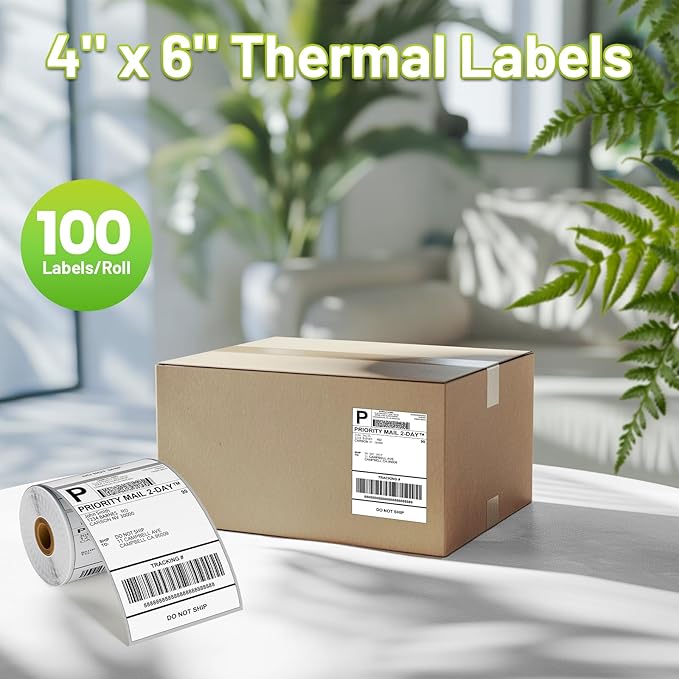 4x6 Thermal Labels, Shipping Address Label (Pack of 100 4x6 Roll Labels) - Compatible with JADENS, Phomemo, Rollo, Zebra, Omezizy and Other Thermal Printers-DeskLoop Office