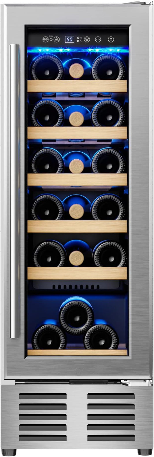 EUHOMY 12 Inch Wine Cooler Refrigerator, Wine Fridge 18 Bottles, Built-in or Freestanding with Double-Layer Tempered Glass Door, Mini Fridge with Quiet and Temperature Memory Function-DeskLoop Office