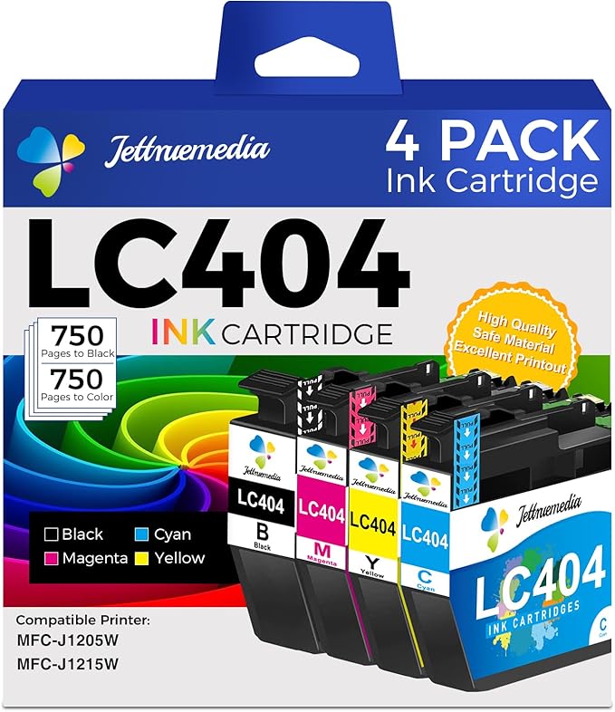 4Pack LC404 Ink Cartridges for Brother Printer MFC-J1205W Replacement for Brother LC 404 LC-404 Ink Cartridges for MFC-J1205W MFC-J1215W Printer(Black Cyan Magenta Yellow)-DeskLoop Office