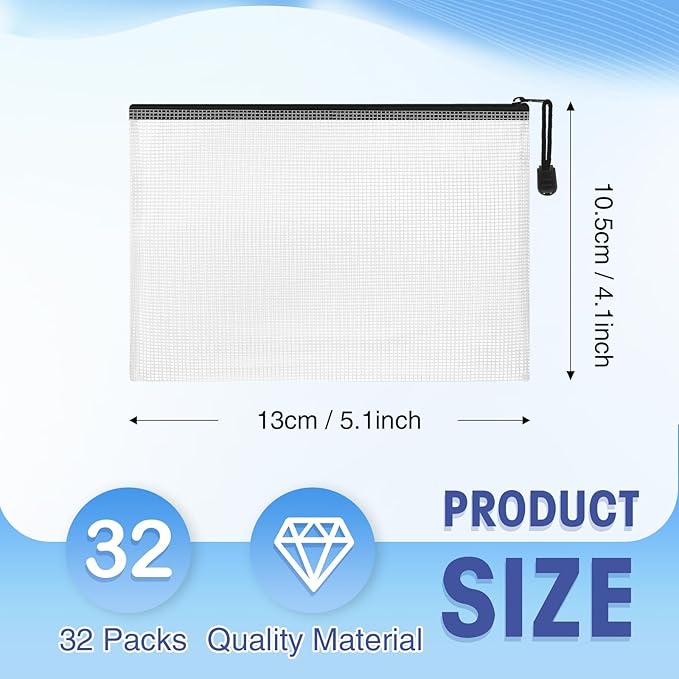 Jetec 32 Pcs Mesh Zipper Bags Toy Storage Bikini Organizer Bag Bolsas Para Guardar Trajes De Baño Waterproof Zipper Reusable Pouch Puzzle Multipurpose for Storage Office(Black,5.1 x 4.1 Inch)-DeskLoop Office