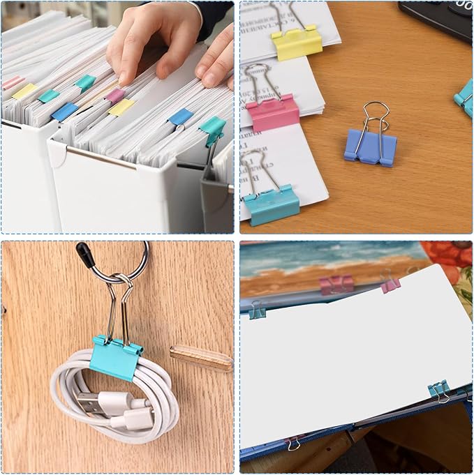 40-Pack Colorful Binder Clips, Strong-Binder Clamps - Image 4