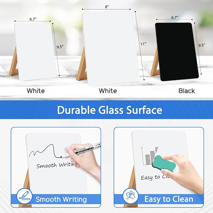 WALGLASS Desktop Glass White Board 9.5"x 6.7" - Image 4